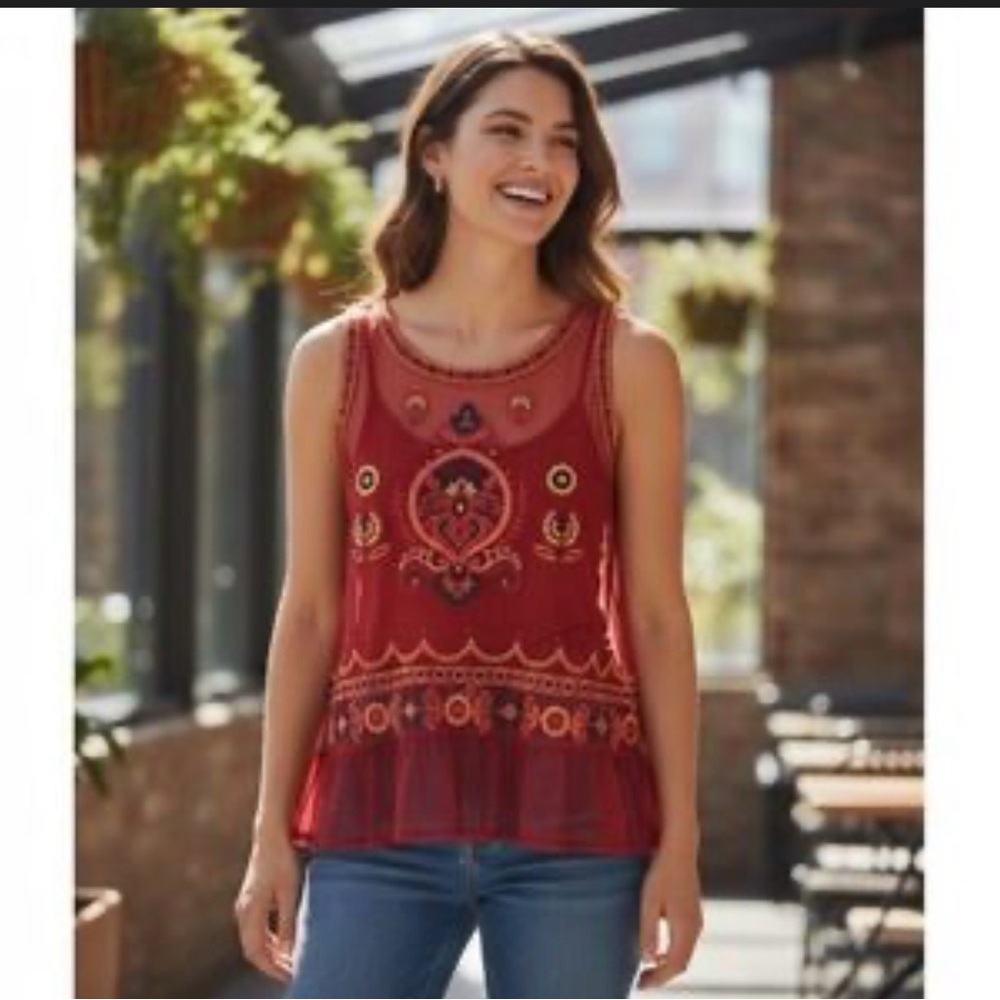 Like new Altar’d State Embroidered Sleeveless Top